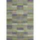 3' X 5' Artichoke Green Purple And Taupe Striped Washable Area Rug With UV Protection