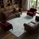9' X 12' Sky Blue Teal And Blush Floral Medallion Washable Area Rug With UV Protection