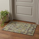 3' X 5' Brown Green And Gray Ikat Washable Area Rug With UV Protection
