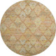 8' Copper Gold And Beige Ikat Washable Round Rug With UV Protection