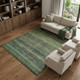 9' X 12' Artichoke Green And Gray Striped Washable Area Rug With UV Protection