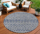 8' Navy Blue And Beige Round Trellis Indoor Outdoor Area Rug