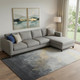 9' X 12' Gold And Gray Abstract Washable Area Rug With UV Protection
