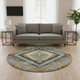 8' Gold Charcoal And Gray Diamond Washable Round Rug With UV Protection