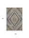 5' X 8' Khaki Charcoal And Gray Diamond Washable Area Rug With UV Protection