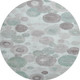 8' Mint Green Gray And Silver Geometric Washable Round Rug With UV Protection