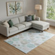 10' X 14' Sky Blue Beige And Brown Geometric Washable Area Rug With UV Protection