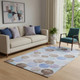 5' X 8' Sky Blue Lavender And Taupe Geometric Washable Area Rug With UV Protection
