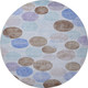 8' Sky Blue Lavender And Taupe Geometric Washable Round Rug With UV Protection