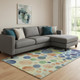 8' X 10' Navy Blue Green And Peach Geometric Washable Area Rug With UV Protection