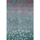 5' X 8' Teal And Gray Floral Washable Area Rug With UV Protection