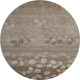 8' Taupe And Beige Floral Washable Round Rug With UV Protection