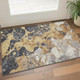 3' X 5' Gold Gray And Ivory Abstract Washable Area Rug With UV Protection