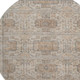 8' Beige Coffee And Gray Geometric Washable Round Rug With UV Protection