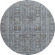 8' Chocolate And Blue Geometric Washable Round Rug With UV Protection