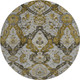 8' Brown And Gray Ikat Washable Round Rug With UV Protection