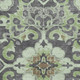 5' X 8' Artichoke Green Charcoal And Gray Floral Medallion Washable Area Rug With UV Protection