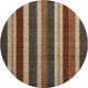8' Chocolate Rust And Beige Striped Washable Round Rug With UV Protection