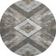 8' Brown Gray And Ivory Geometric Washable Round Rug With UV Protection