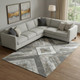 10' X 14' Brown Gray And Ivory Geometric Washable Area Rug With UV Protection