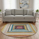 8' Amber Pink And Teal Geometric Washable Round Rug With UV Protection