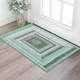 3' X 5' Teal Mauve And Ivory Geometric Washable Area Rug With UV Protection