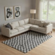 10' X 14' Black And Ivory Geometric Washable Area Rug With UV Protection
