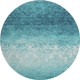 8' Teal And Ivory Damask Washable Round Rug With UV Protection