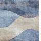 5' X 8' Denim Blue Beige And Eggplant Abstract Washable Area Rug With UV Protection