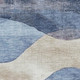 8' X 10' Denim Blue Beige And Eggplant Abstract Washable Area Rug With UV Protection