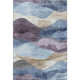 10' X 14' Denim Blue Beige And Eggplant Abstract Washable Area Rug With UV Protection