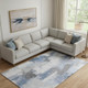 10' X 14' Denim Blue Gray And Ivory Abstract Washable Area Rug With UV Protection