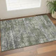 3' X 5' Olive Green Ivory And Gray Geometric Washable Area Rug With UV Protection