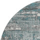 8' Teal Gray And Ivory Geometric Washable Round Rug With UV Protection