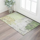 3' X 5' Artichoke Green Ivory And Gold Abstract Washable Area Rug With UV Protection