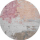 8' Salmon Ivory And Brown Abstract Washable Round Rug With UV Protection