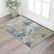 3' X 5' Teal Charcoal And Ivory Abstract Washable Area Rug With UV Protection