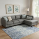 10' X 14' Denim Blue Gray And Ivory Abstract Washable Area Rug With UV Protection