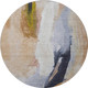 8' Beige Lavender And Ivory Abstract Washable Round Rug With UV Protection