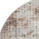 8' Linen And Blue Geometric Washable Round Rug With UV Protection