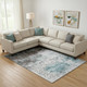 10' X 14' Teal And Chocolate Geometric Washable Area Rug With UV Protection