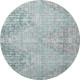 8' Teal And Gray Geometric Washable Round Rug With UV Protection