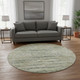 8' Artichoke Green Copper And Gray Moroccan Washable Round Rug With UV Protection
