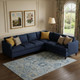 10' X 14' Denim Blue And Gold Oriental Washable Area Rug With UV Protection