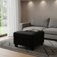 25" Black Velvet Storage Ottoman