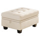 32" Beige and Black Velvet Tufted Storage Ottoman