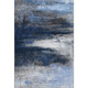 3' X 5' Navy Blue And Ivory Abstract Washable Area Rug With UV Protection