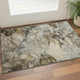 3' X 5' Pewter And Gold Abstract Washable Area Rug With UV Protection