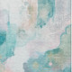 3' X 5' Turquoise And Ivory Abstract Washable Area Rug With UV Protection