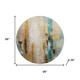 8' Beige And Teal Abstract Washable Round Rug With UV Protection